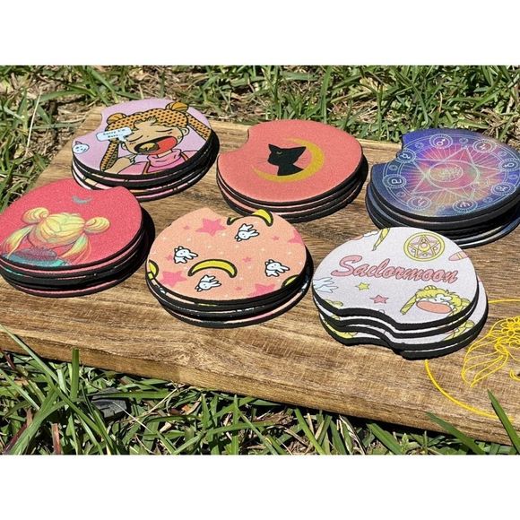 Sailor Moon Light Pink Car Coasters 2 Pack - Picture 9 of 10